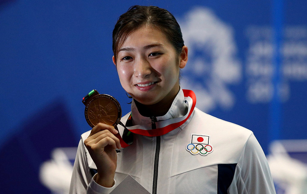 2018年,在第18屆亞運會女子100米自由泳決賽中,日本選手池江璃花子奪冠。@視覺中國 2018年,在第18屆亞運會女子100米自由泳決賽中,日本選手池江璃花子奪冠。@視覺中國